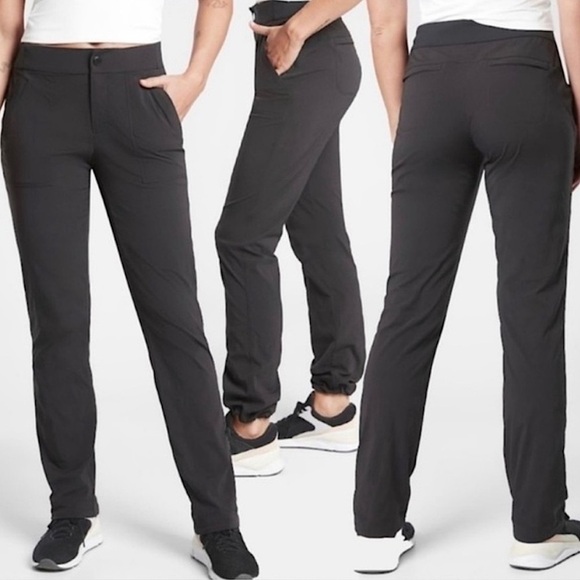 Athleta Trekkie Hike Pant Ripstop Cinch Ankles Black 20 - Picture 1 of 12